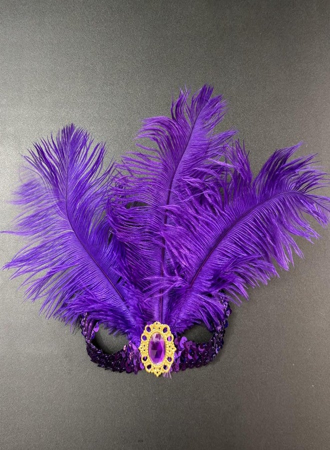 XKTEI 2pcs Sequins Feather Headpiece,1920s Flapper Headband,Mardi Gras Carnival Party Headwear Costume Accessory Women Headdress (Purple-A) - Image 4
